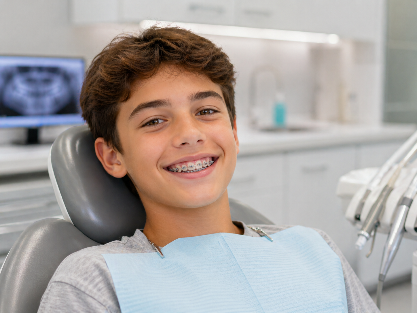 Paciente recibiendo atención dental en el consultorio